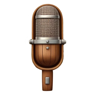 Create a traditional and warm emoji representing folk singing, using a humanless collage. The design should feature a rustic wooden microphone or an old-fashioned folk instrument like a balalaika, gusli, or a domra, placed alongside traditional elements such as a hand-woven scarf or a wooden flute. Include natural, earthy details like wildflowers, musical notes, and rustic textures, evoking the feeling of folk music in its purest form. Use warm, earthy colors like brown, gold, red, and green to create a cozy and organic vibe. The background should be transparent. sticker