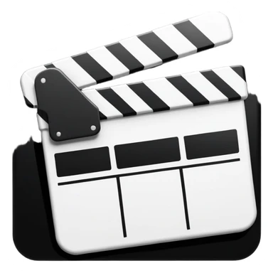 ultra simplified movie clapper, black and white, just two rectangles and a diagonal line, pure geometric abstraction sticker