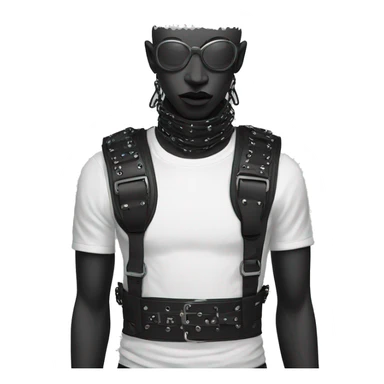 Black punk fashion chest harness sticker