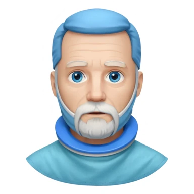 Older man with a full beard, a medical neck brace, and blue eyes. sticker