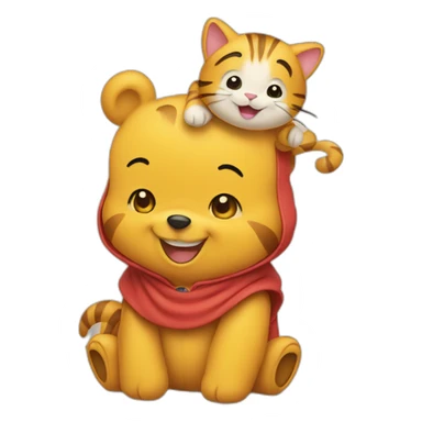 Winnie the Pooh with a cat costume smiling sticker