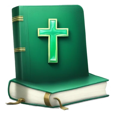 Emerald green Bible with white cross sticker