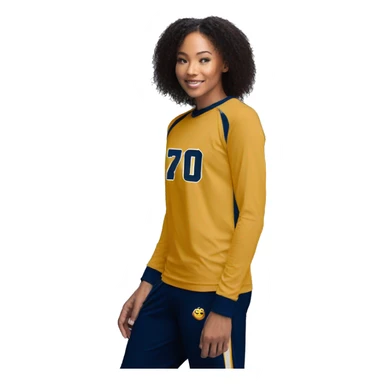 Basketball longsleeve warmup top gold/navy sticker