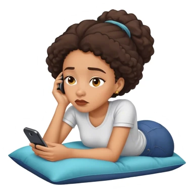 lightskin black lady laying down scrolling on phone bored sticker