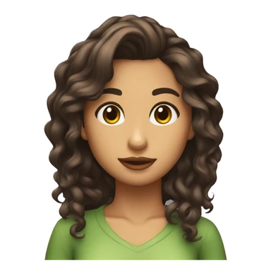 Chica morena con el pelo rizado y castaño con ojos verdes sticker