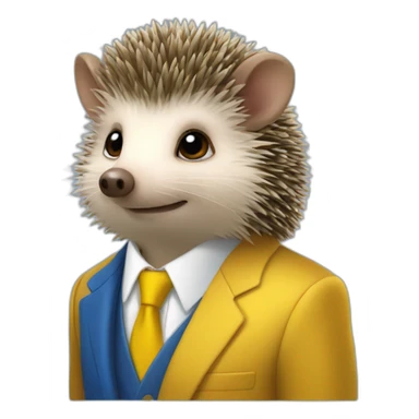 A hedgehog student in a suit in the color of the Ukrainian flag in a square academic cap sticker