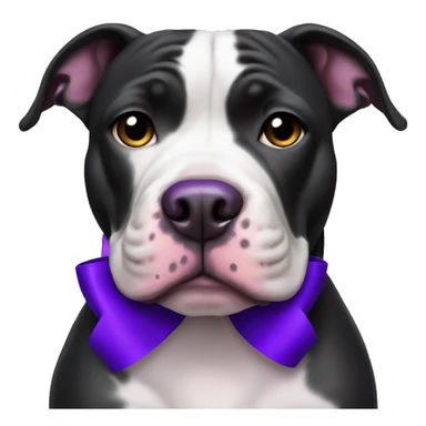 black and white pitbull with a purple bow sticker