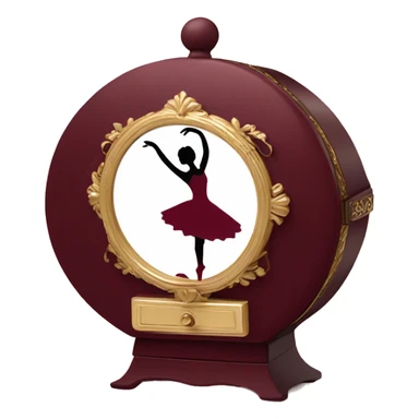 burgundy music box with a silhouette of a ballerina sticker