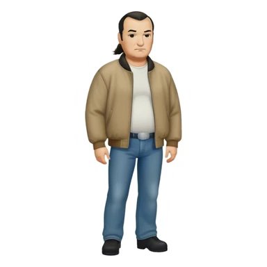 unhealthy steven segal full-body balding with ponytail. pot belly. jacket and jeans sticker