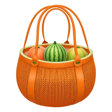 net bag,  mesh storage bag, tote bag, stored with melon it has two knited handles as bag itself sticker