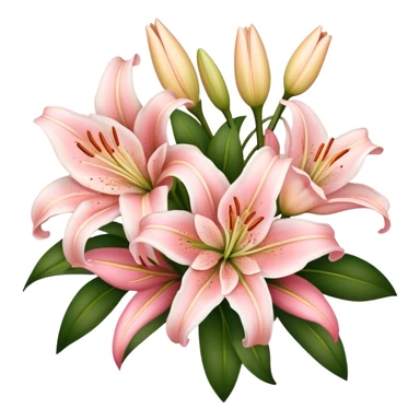 Blush Pink and Champagne Pink color lilies bouquet sticker
