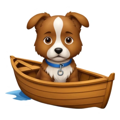A dog in a boat on the water looking dead at me sticker