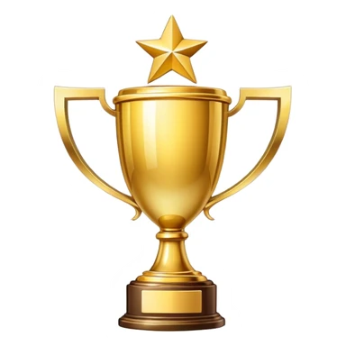 Victory trophy with golden shine sticker