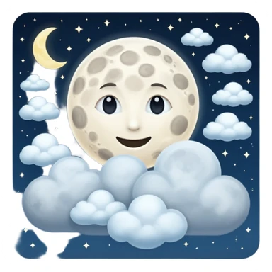 moon with clouds, ultra realistic sticker