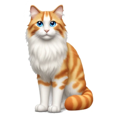 Ragdoll cat blue eyes orange face  orange ears, orange stripes, and orange tail full body standing sticker