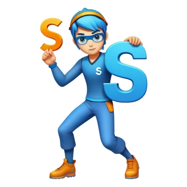 Cool gaming character avatar with letter S sticker