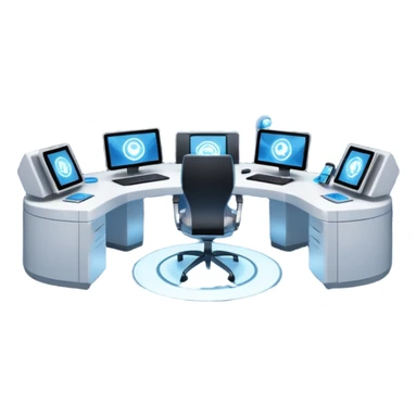 A futuristic workspace powered by an arc reactor, glowing blue and white, with holographic screens displaying creative content. Dynamic, high-tech, and inspired by Iron Man. sticker