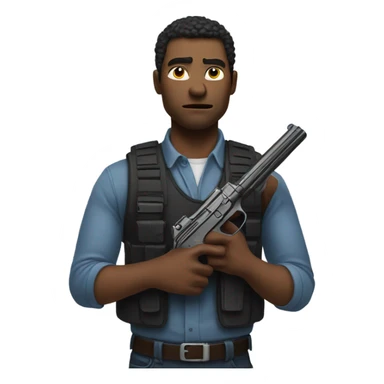 man holding a gun sticker