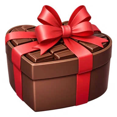 A heart box of chocolate wrapped in a bow sticker