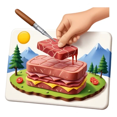 artist painting a SPAM meat landscape  sticker