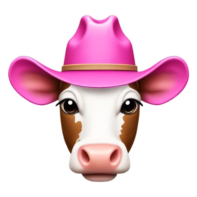 A cow in pink with a cowboy hat  sticker
