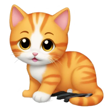 baby orange kitten with a piano sticker