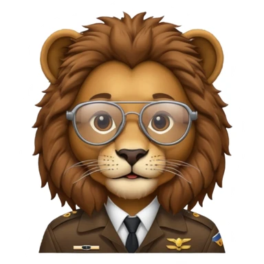 pilot lion with glasses sticker