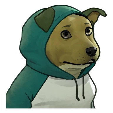 Dog wearing a hoodie  sticker