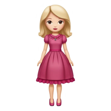 Isolated detaile illustration incredibly modern raspberry torte doll figurine full body sticker
