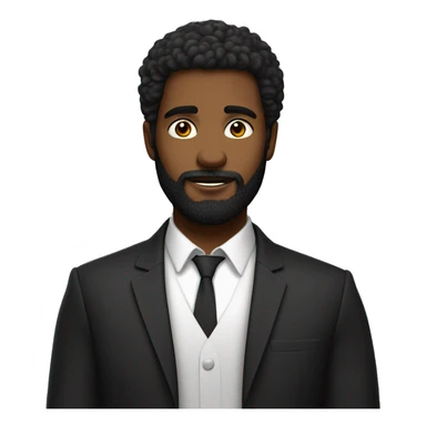 Un jeune homme noir avec une barbe légèrement fournie, des cheveux très courts noirs et un regard confiant sticker