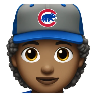 Kid wearing chicago cubs jersey and hat sticker