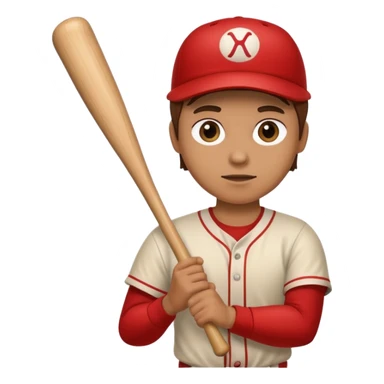 A human wood holding a bat sticker