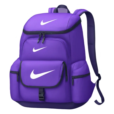 Purple Nike backpack with big Nike logo sticker