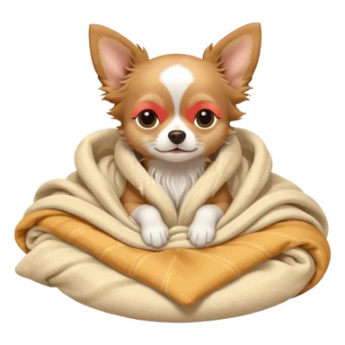 Long haired chihuahua, beige, without white variations on head! Add white on chest and white socks, sleeping cutely under blanket sticker
