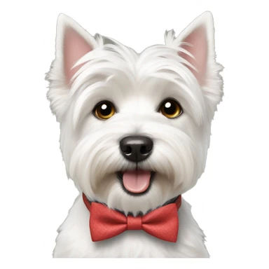 Westie dog wearing a bow tie sticker