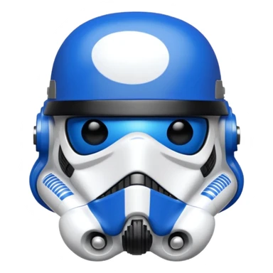 a blueberry wearing a black storm trooper helmet sticker