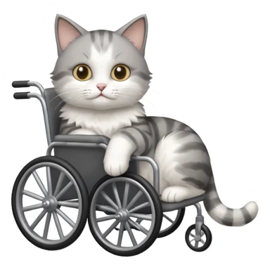 grey and white disabled cat in cat wheelchair sticker