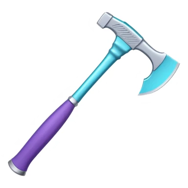 Axe with purple handle with silver blade with cyan edge sticker