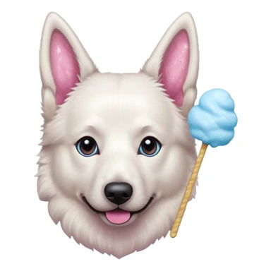 White belgian Shepard With glitter eyes loves Cotton candy sticker