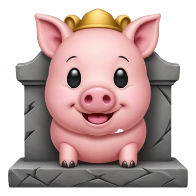a pig next to a tombstone, emoji style sticker