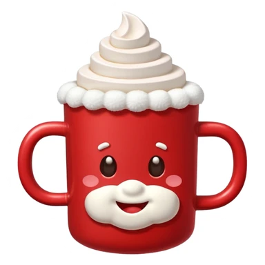 red mug of hot chocolate with marshmallows sticker