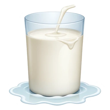 a small puddle of white and clear liquid sticker