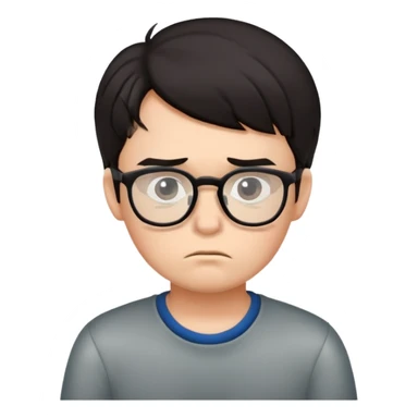 Dark haired boy frowning in glasses sticker