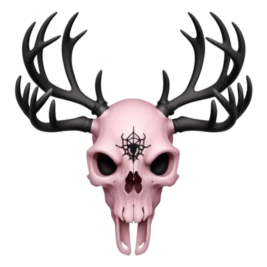 Light pink deer skull with antlers and black spiderwebs sticker