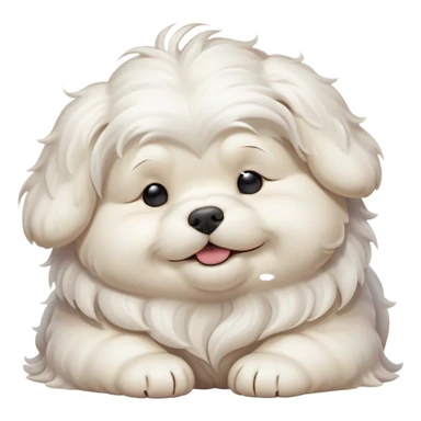 Cinematic Meme-Worthy Chubby Sleeping Wavy-Haired Maltese dog Portrait Emoji, Head resting peacefully with a contented smile, featuring a delightfully chubby build and a luxuriously soft, wavy-haired white coat, eyes shut in a serene nap, Simplified yet hilariously adorable features, highly detailed, glowing with a soft, drowsy light, high shine, relaxed and utterly lovable, stylized with an air of playful laziness, bright and endearing, soft glowing outline, capturing the essence of a comically sleepy companion, so meme-worthy it feels like it could instantly become the next viral sensation of adorable slumber! sticker