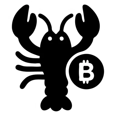 lobster holding a bitcoin sticker
