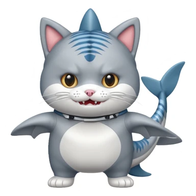 cat wearing shark costume sticker