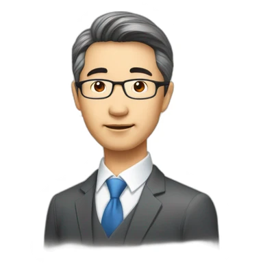 Middle-aged Asian male investment manager，background with Stock market trend chart,Half-length portrait sticker