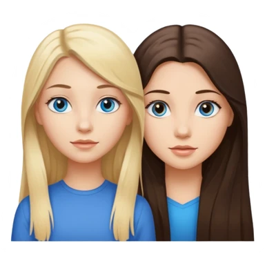 blonde girl with blue eyes brunette girl with brown eyes  sticker