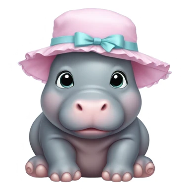baby hippo wearing bonnet  sticker